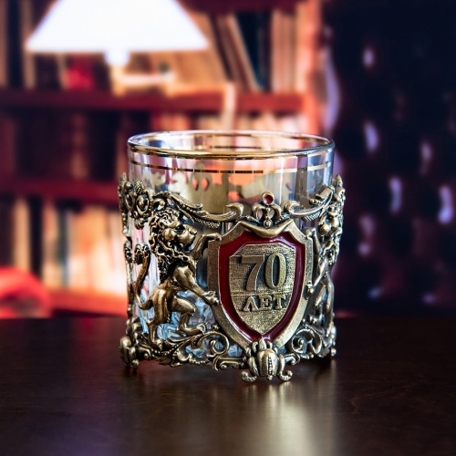 Бокал для виски юбилей 70 лет в деревянной шкатулке фото 3